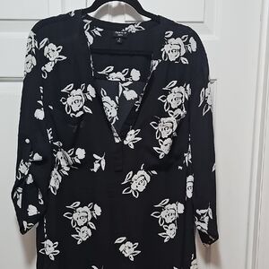 Torrid Black and White Floral Harper Blouse